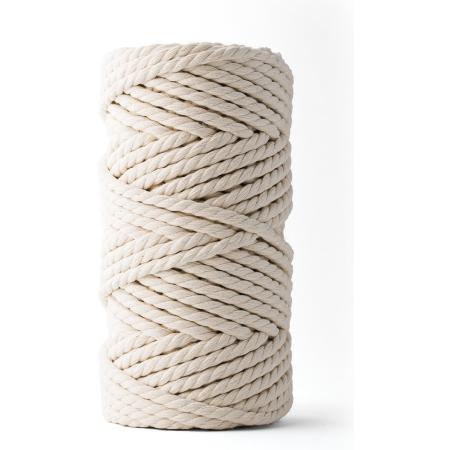 Ledent macramé touw, dubbel getwist (8mm, 50M, Natuur) - van 100% geregenereerd katoengaren - Macramé touw in verschillende afmetingen om mee te knutselen.