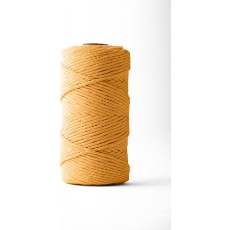Ledent macramé touw, enkel getwist (3mm, 120M, Mosterdgeel) - van 100% geregenereerd katoengaren - Macramé touw in verschillende kleuren voor creatieve projecten.