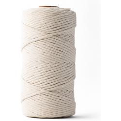 Ledent macramé touw, enkel getwist (3mm, 120M, Natuur) - van 100% geregenereerd katoengaren - Macramé touw in verschillende kleuren voor creatieve projecten.