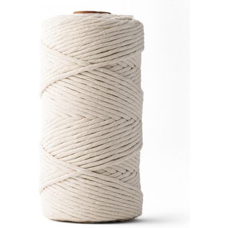 Ledent macramé touw, enkel getwist (3mm, 120M, Natuur) - van 100% geregenereerd katoengaren - Macramé touw in verschillende kleuren voor creatieve projecten.