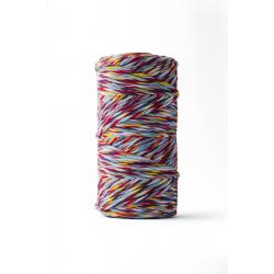 Ledent macramé touw, enkel getwist (3mm, 120M, twist mix) - van 100% geregenereerd katoengaren - Macramé touw in verschillende kleuren voor creatieve projecten.