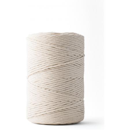 Ledent macramé touw, enkel getwist (3mm, 240M, Natuur) - van 100% geregenereerd katoengaren - Macramé touw in verschillende kleuren voor creatieve projecten.