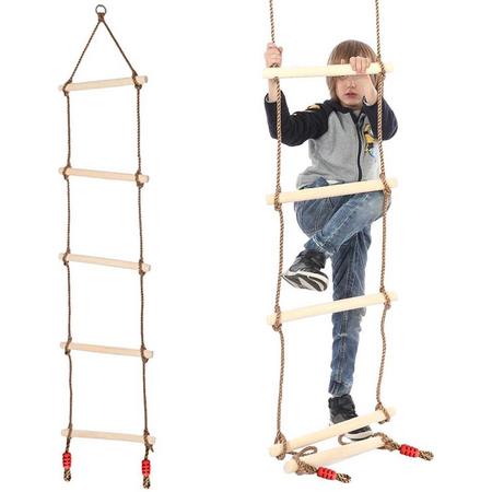 Touwladder - Ladder - Speelgoed - Speelgoed ladder - Klimladder - Houten ladder - Schommel - Tuinschommel - NEW MODEL - ZOMER HIT