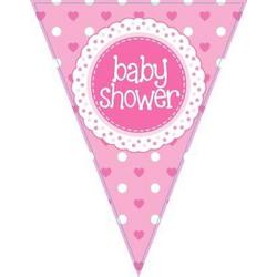 babyshower versiering slinger / vlaggenlijn roze