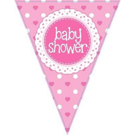 babyshower versiering slinger / vlaggenlijn roze