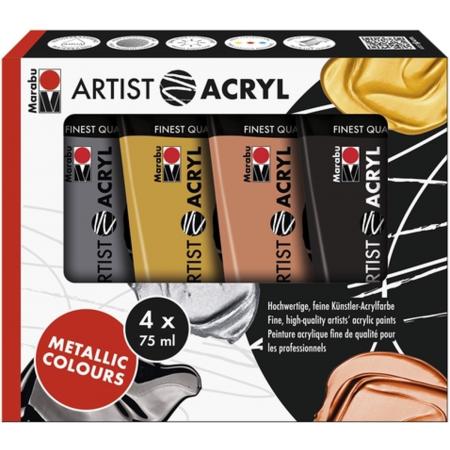 Artist acryl set - M�tallic 4 x 75 ml