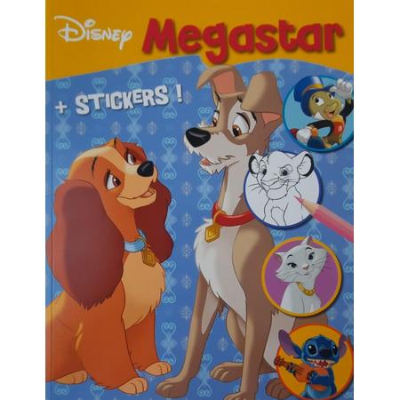 Disney Megastar kleurboek met stickers - Lady and the tramp - Lion King - Marie - Pinokkio