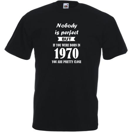 Mijncadeautje - Unisex T-shirt - Nobody is perfect - geboortejaar 1970 - zwart - maat XXL