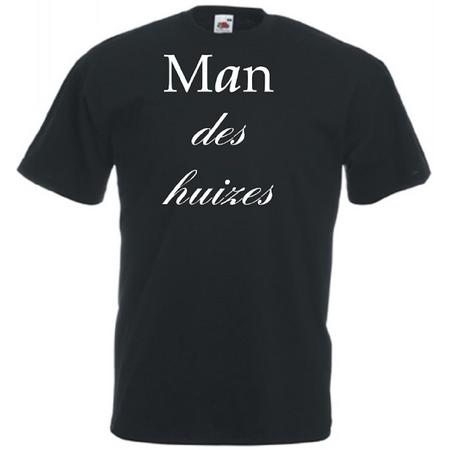 Mijncadeautje Unisex T-shirt zwart (maat XL) Man des huizes