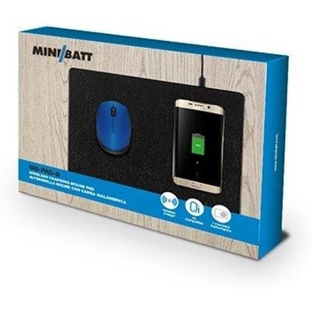 miniBatt PowerPAD - Een Muismat met een Qi wireless charger Zwart