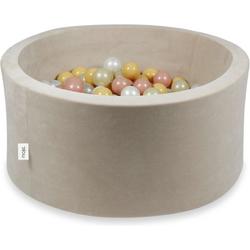Ballenbad  Soft Velvet BEIGE  40x90cm met 300 ballen: pearl, beige, rose gold, light pink