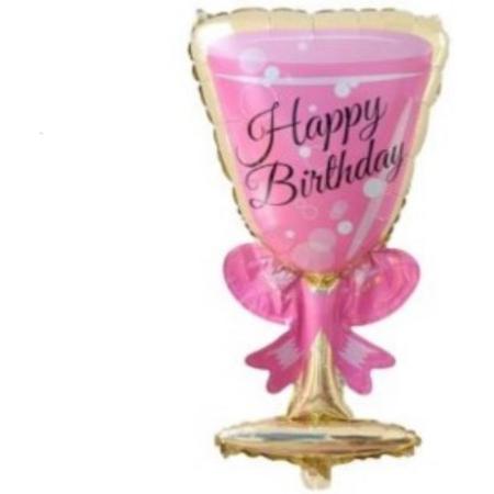 Folie ballon champagne glas roze