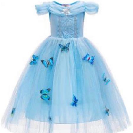 prinsessenjurk blauwe vlinder maat 110