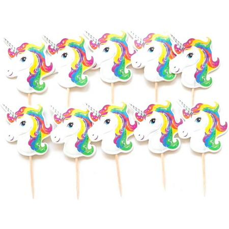 Unicorn eenhoorn cocktailprikkers - cupcake toppers - unicorn kinderfeestje - traktatie - cocktail prikkertj