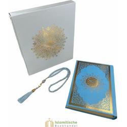 Meliksah Koran set met Tesbih in kartonnen doos Babyblauw