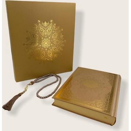 Meliksah Koran set met Tesbih in kartonnen doos Goud