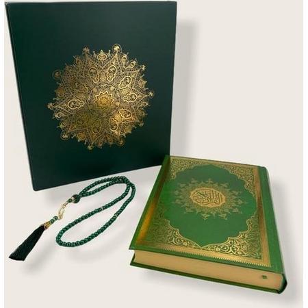 Meliksah Koran set met Tesbih in kartonnen doos Groen