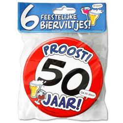 Bierviltjes - 50 jaar - 6 stuks