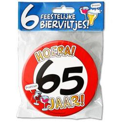 Bierviltjes - 65 jaar - 6 stuks