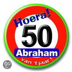 Button Abraham 50 jaar - Verkeersbord (55 mm)