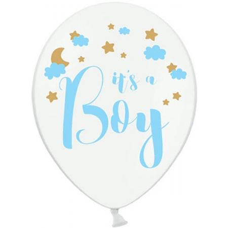 Ballonnen wit It’s a Boy blauw 50 stuks