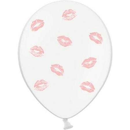 Ballonnen wit Lippen roze 50 stuks