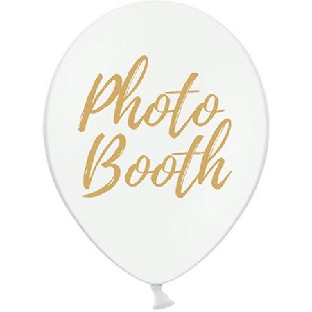 Ballonnen wit Photo Booth goud 50 stuks