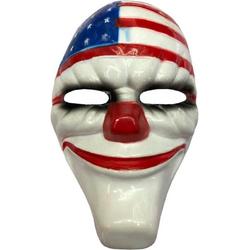 Partychimp Gezichtsmasker Usa-clown Pvc Wit/rood/blauw One-size