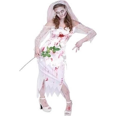 Partychimp Kostuum Zombie Bruid Dames Polyester 2-delig Maat M