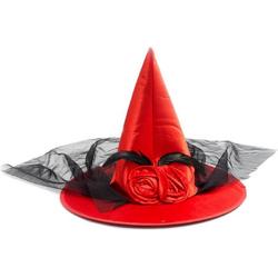 Partychimp Punthoed Witch Dames Polyester Rood/zwart One-size