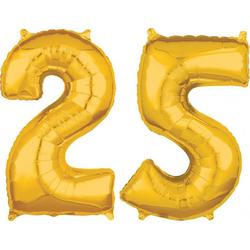 Gouden 25 cijfers ballonnen helium gevuld