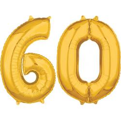 Gouden 60 cijfers ballonnen helium gevuld
