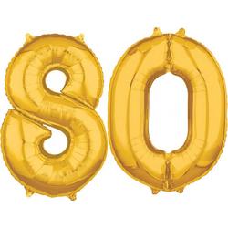 Gouden 80 cijfers ballonnen helium gevuld