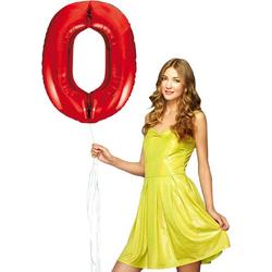 Rode cijfer ballon 0 inclusief helium gevuld.