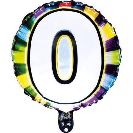 led-folieballon cijfer 0 inclusief helium gevuld
