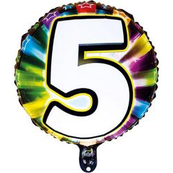 led-folieballon cijfer 5 inclusief helium gevuld