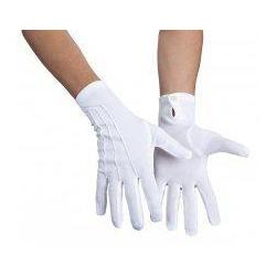 Kerstman handschoenen kort wit met drukknoop en stiksels