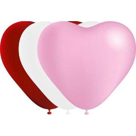 Hart ballonnen - Rood - Wit - Roze