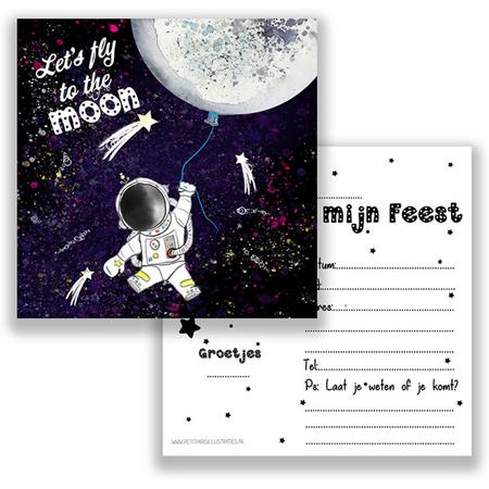 uitnodiging - astronaut - kinderfeest - maan - astronautenfeest