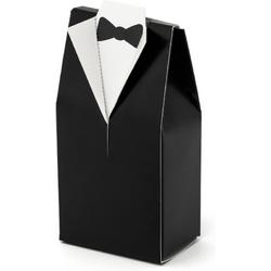 10 stuks uitdeel-doosje bruidegom zwart pak voor trouwen huwelijk
