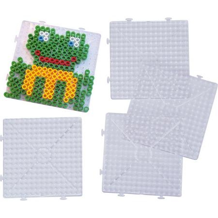 5 stuks Playbox Maxi Strijkkralen grondplaat vierkant koppelbaar transparant