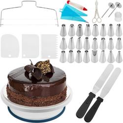 PrimeMatik - Roterende basis voor professionele cakes van 28 cm. Wit roterend platform