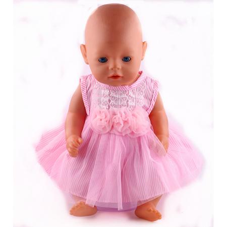 B-Merk Baby Born jurk, roze/wit gestreept
