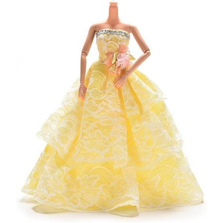 B-Merk Barbie trouwjurk, geel