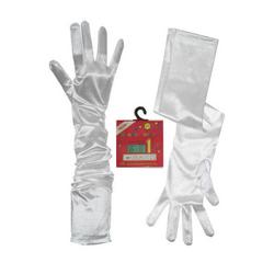 Gala handschoenen satijn stretch wit 60 cm Maat XS