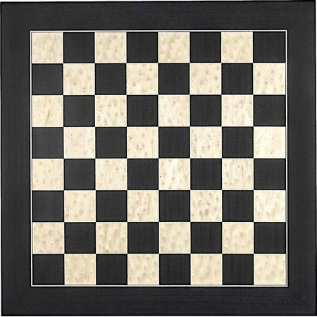 Luxe houten schaakbord zwart en esdoorn 45 cm - veldmaat 45 mm - maat 4