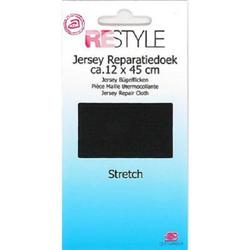 Restyle Jersey Reparatiedoek opstrijkbaar 12 x 45 cm kleur zwart