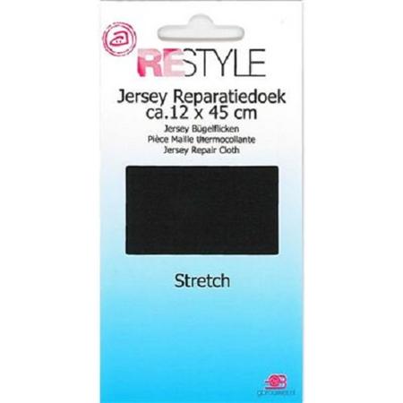 Restyle Jersey Reparatiedoek opstrijkbaar 12 x 45 cm kleur zwart