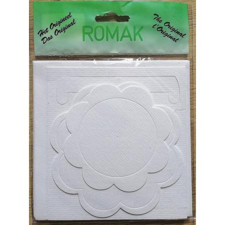 Romak cards, 3 opzetkaarten Bloem wit met envelop