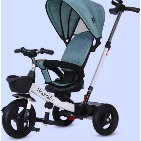 Kinder driewieler multifunctioneel groen verstelbaar naar voren of naar achteren